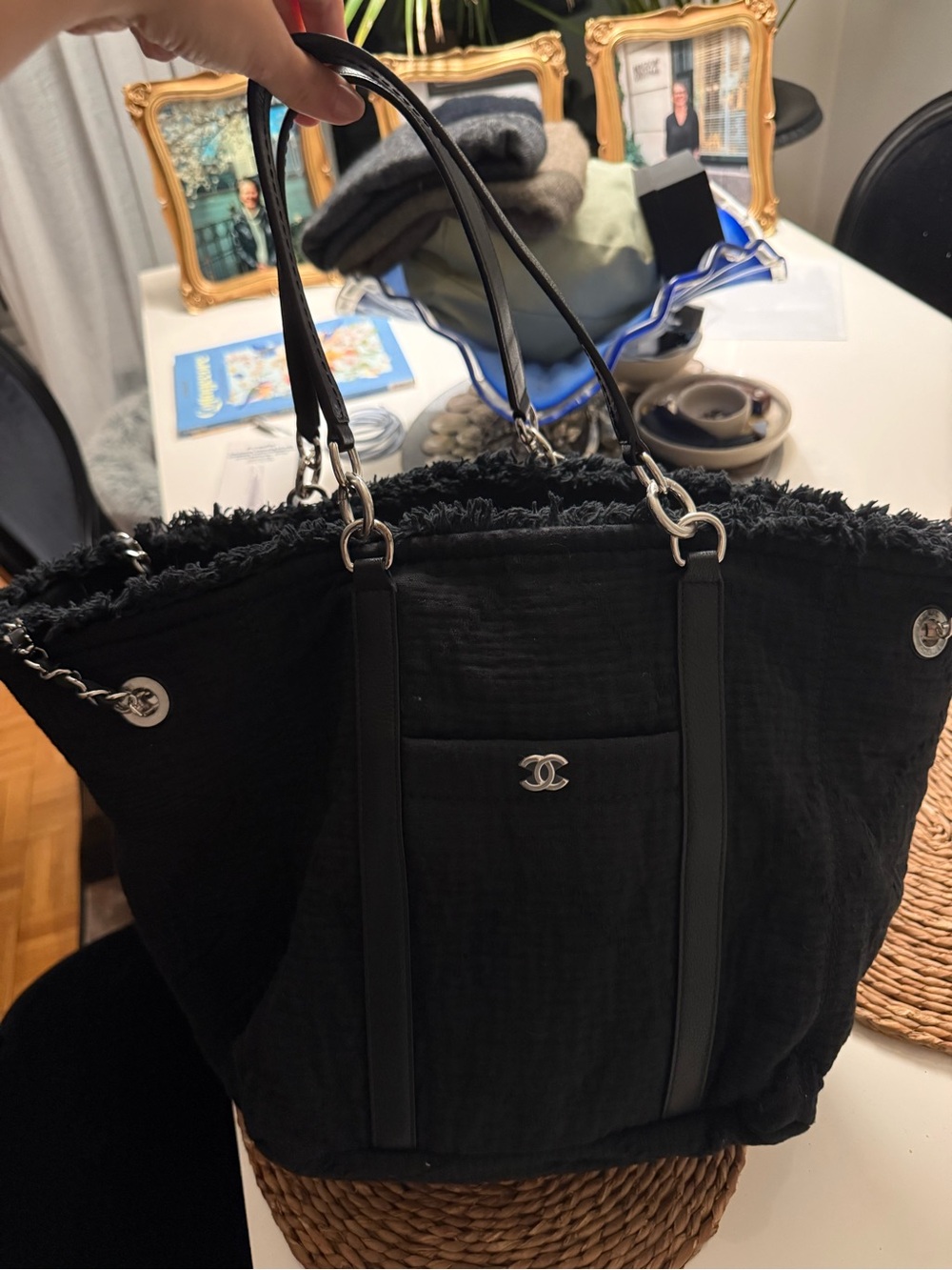 CHANEL Black Quilted Tote with Signature CC Hardware
